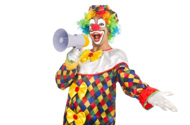 Clown with loudspeaker clipart