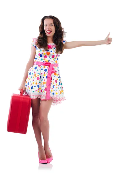 Woman with red case — Stock Photo, Image