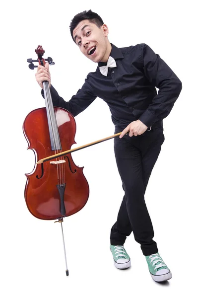 Uomo divertente con violino — Foto Stock