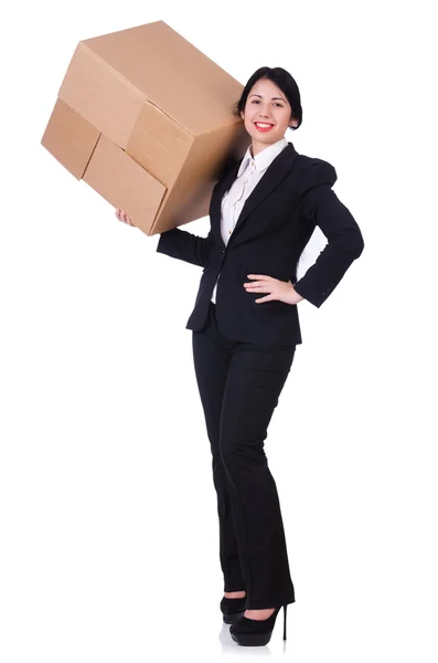 Женщина с коробкой — стоковое фото