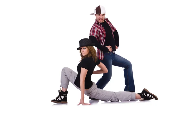 Pareja de bailarines bailando bailes modernos — Foto de Stock