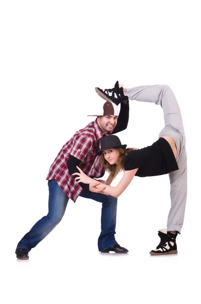 Pareja de bailarines bailando bailes modernos — Foto de Stock