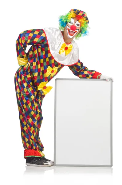 Clown met blanco bord — Stockfoto