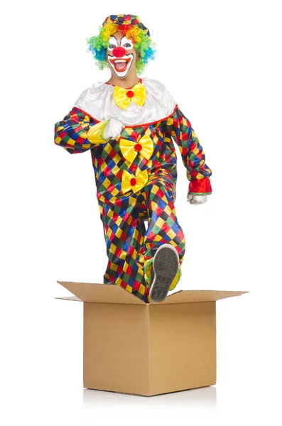 Payaso saliendo de la caja — Foto de Stock