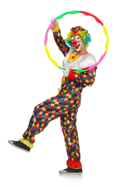 Clown met hoelahoep — Stockfoto