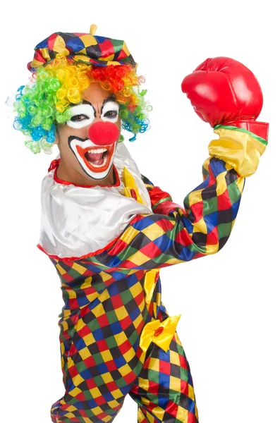 Клоун з боксерськими рукавичками — стокове фото