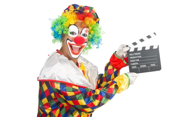 Clown with movie board — Stock Photo, Image
