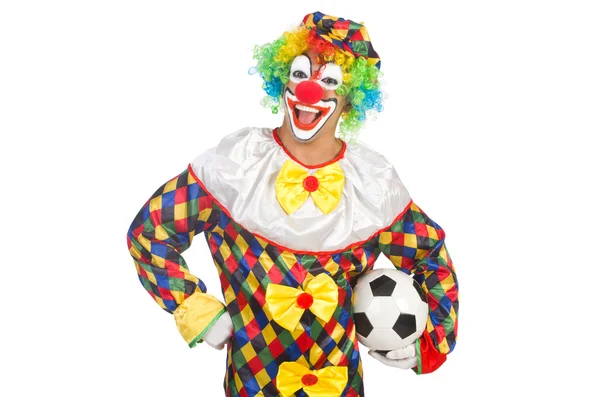 Clown with football ball — Stock Photo, Image