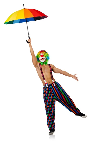 Clown with umbrella — Stock Photo, Image