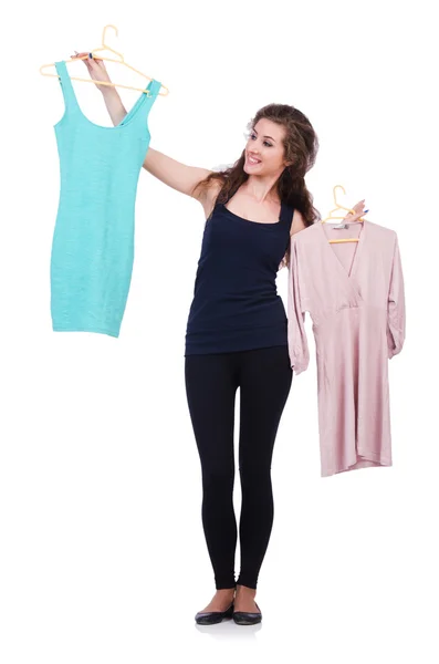 Woman trying new clothing — Stock Photo, Image