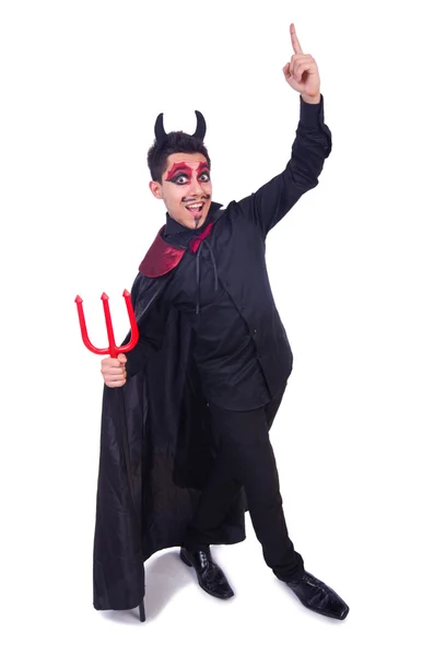 Mann im Teufelskostüm im Halloween-Konzept — Stockfoto