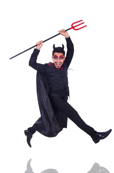 Uomo in costume diavolo nel concetto di Halloween — Foto Stock