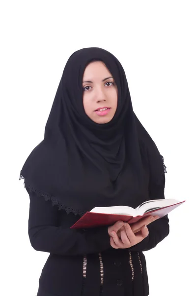 Joven estudiante musulmana con libro — Foto de Stock