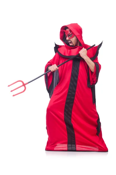 Человек дьявол в красном костюме — стоковое фото