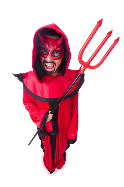 Uomo diavolo in costume rosso — Foto Stock