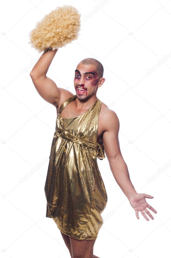 man wearing ladies clothes
