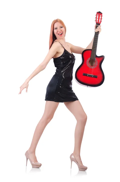 Wykonawca kobiece gitara — Zdjęcie stockowe