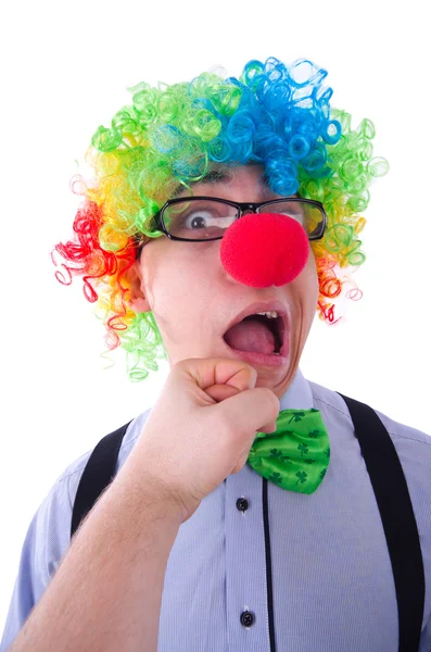 Rolig kille med clown peruk — Stockfoto