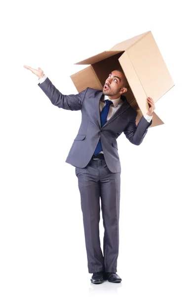 Businessman with box — Stock Photo, Image