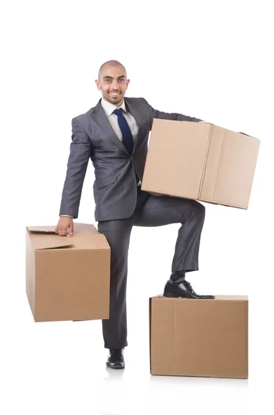 Homem de negócios com caixa — Fotografia de Stock