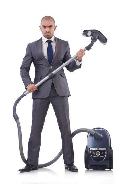 Businessman doing vacuum cleaning — Stock Photo, Image