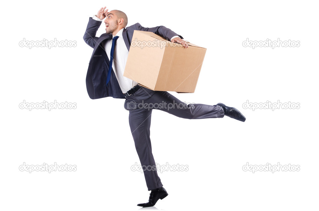 Businessman with box