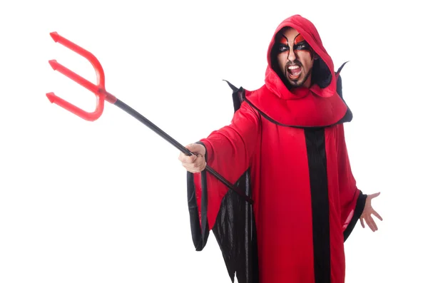 Homme diable en costume rouge — Photo