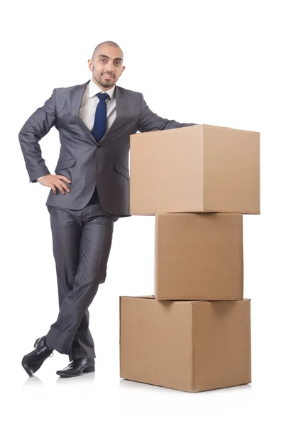 Businessman with box — Stock Photo, Image