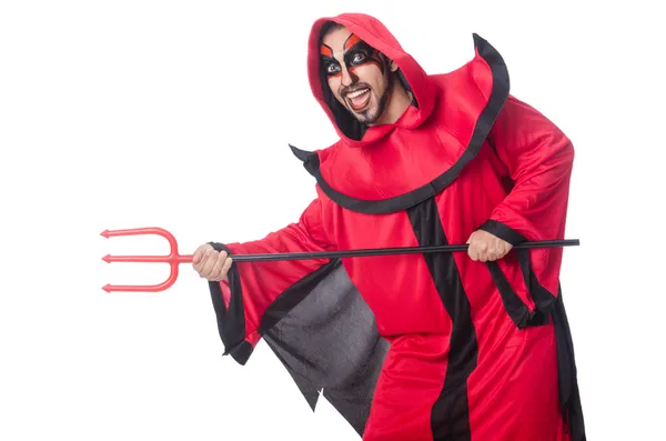 Homme diable en costume rouge — Photo