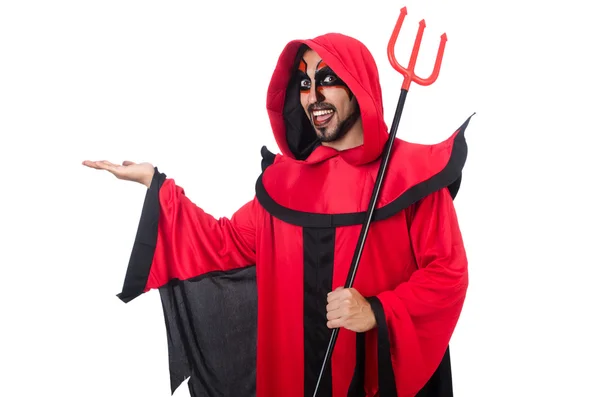 Homme diable en costume rouge — Photo