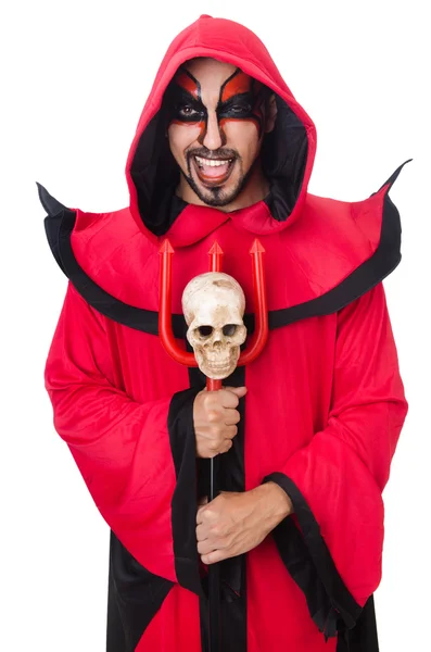 Homme diable en costume rouge — Photo