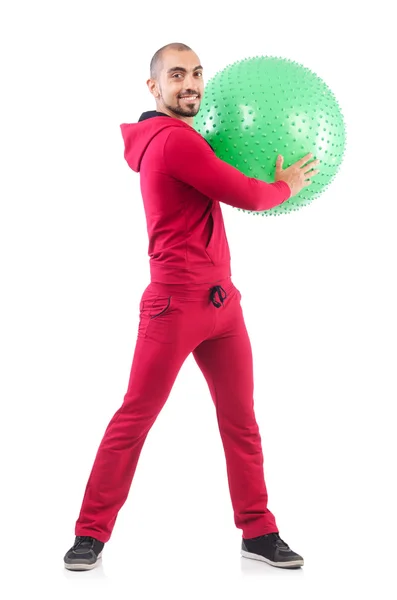 Man with swiss ball doing exercises — Stock Photo, Image