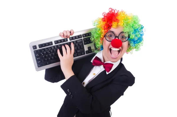 Rolig clown med tangentbord — Stockfoto
