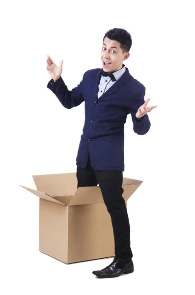 Businessman with box — Stock Photo, Image