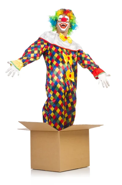 Clown springen uit de doos — Stockfoto