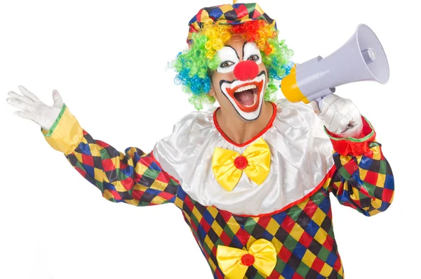 Клоун с громкоговорителем — стоковое фото