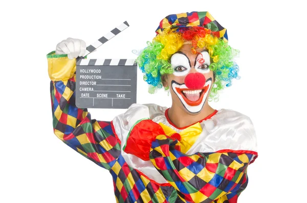 Clown with movie board — Stock Photo, Image