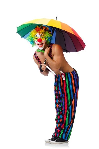 Palhaço com guarda-chuva — Fotografia de Stock