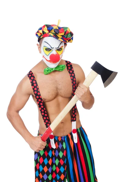 Arg clown med yxa — Stockfoto