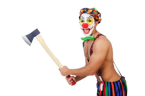Clown med yxa — Stockfoto