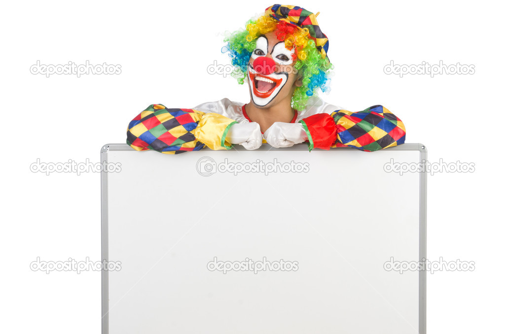 Clown with blank board