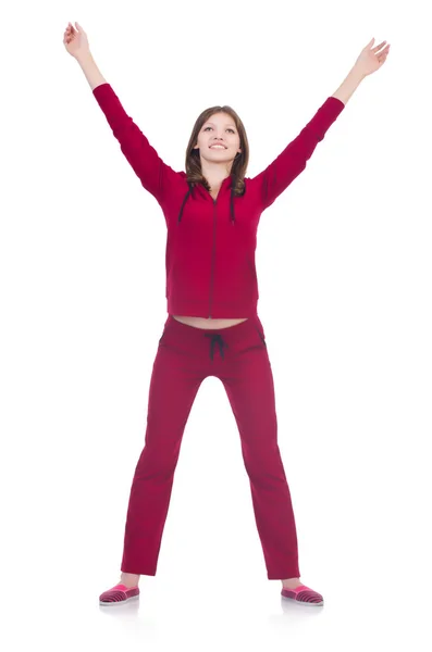 Jovem mulher fazendo exercícios — Fotografia de Stock