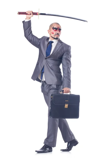 Businessman with sword — Stock Photo, Image