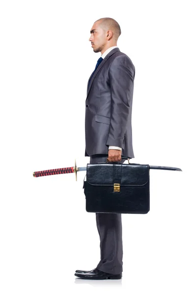 Businessman with sword — Stock Photo, Image