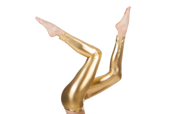 Arany harisnya lábak nő — Stock Fotó