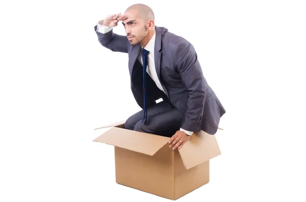 Businessman with box — Stock Photo, Image