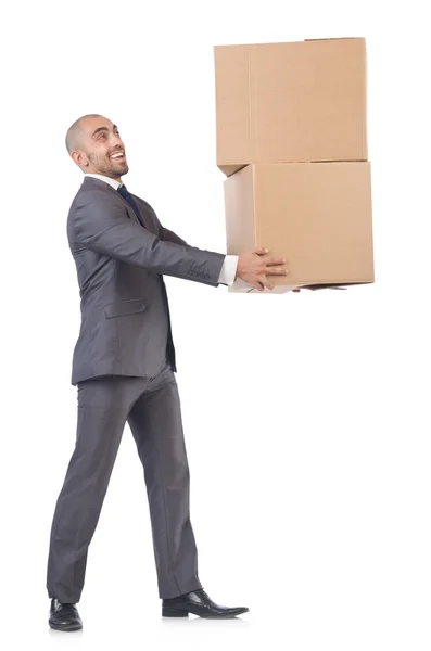 Businessman with two boxes — Stock Photo, Image