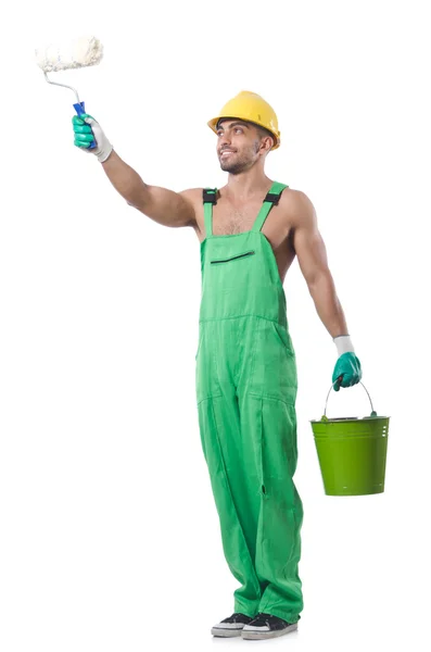 Maler in grünen Overalls — Stockfoto