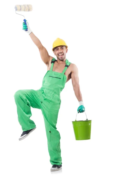 Maler in grünen Overalls — Stockfoto