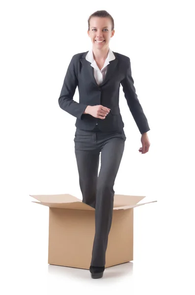 Donna d'affari con scatola — Foto Stock
